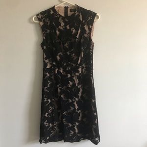 Oasis Black and Nude Lace Dress